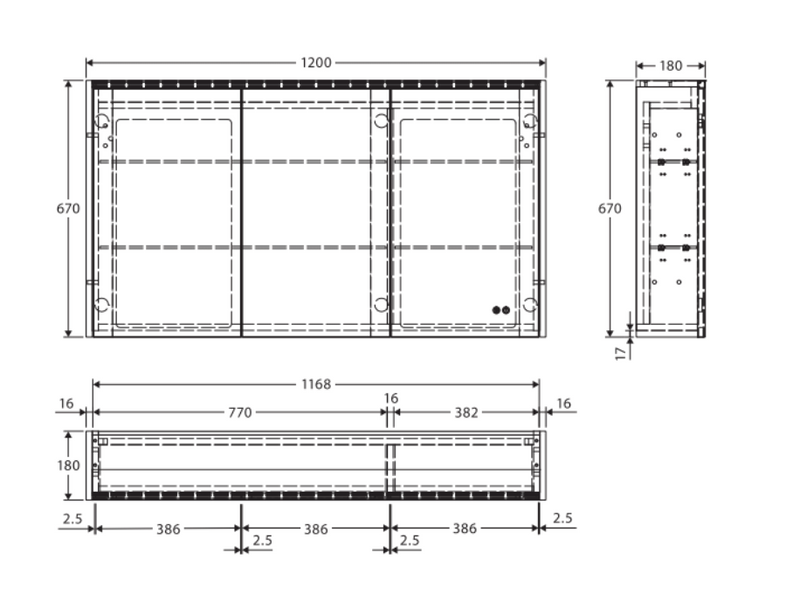 Fienza PSC1200MW-LED 1200mm Mirror LED Cabinet, Satin White - Special ...