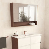 Fienza PSC1200SWA 1200 Mirror Cabinet with Display Shelf, Walnut