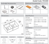 Abey Pz340D Piazza Plus Double Bowl Sink Top Mounted Kitchen Sinks
