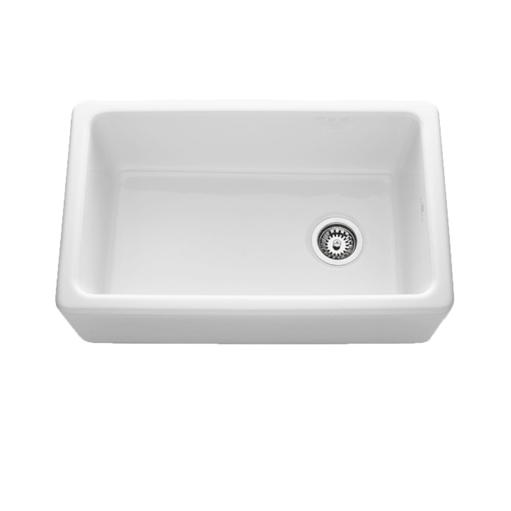 Abey Chambord Philippe II Single Bowl Fireclay Sink, 762x460x250mm, White, PHILIPPE-2W