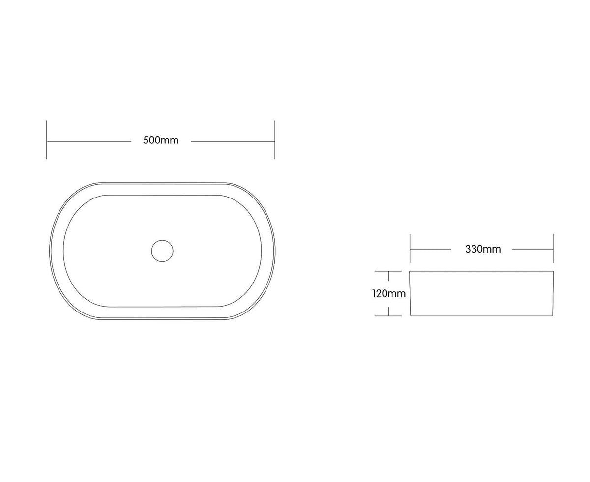 Otti OT5035 Quay Oval 500x340x120 Above Counter Basin