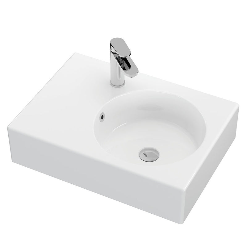 Fienza RB039R-1 Reba Right Bowl Wall Basin, One Tap Hole