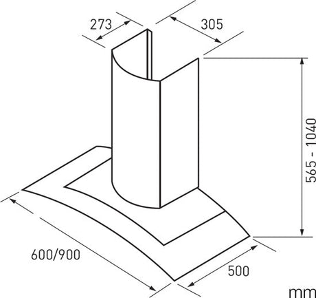 Baumatic B-Rgt9 90Cm Curved Glass Canopy Rangehood Rangehoods