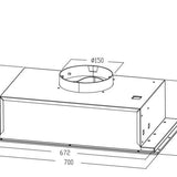 Kleenmaid RHUC91K 70cm Wide Black Fixed Undermount Rangehood