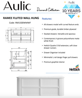 Aulic 1500mm RM1500WMWF Ramee Fluted Wall Hung Vanity, Matte White