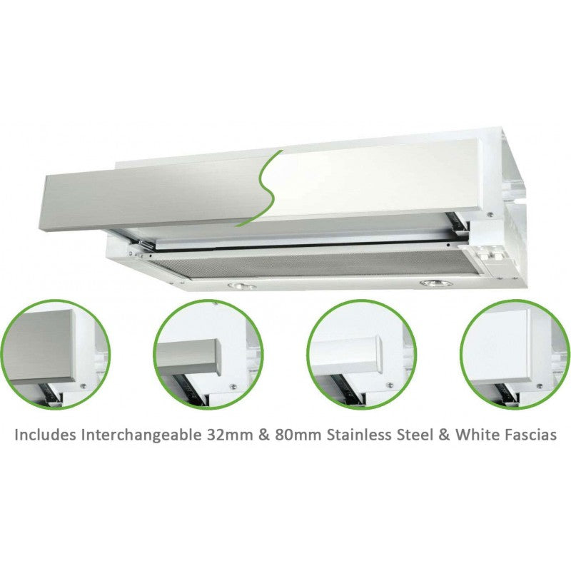 Robinhood Ro61Ss/Wh/80 60Cm Slide Out Undercupboard Rangehood