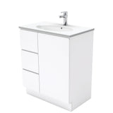 Fienza ROT75CL Rotondo Fingerpull Gloss White 750 Vanity On Kickboard, Left Drawers