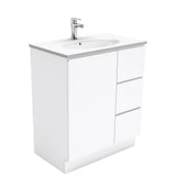 Fienza ROT75CR Rotondo Fingerpull Gloss White 750 Vanity On Kickboard, Right Drawers