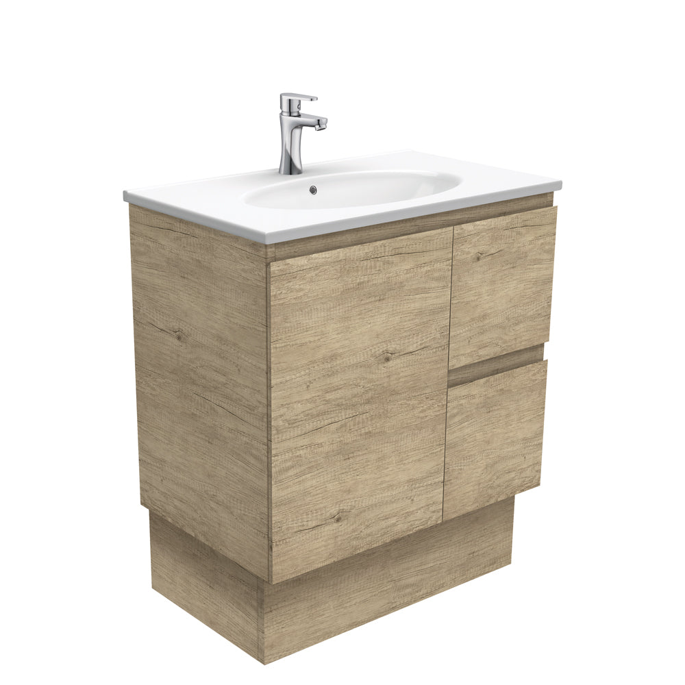 Fienza ROT75SKR Rotondo Edge Scandi Oak 750 Vanity On Kickboard, Right Drawers