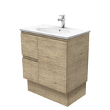 Fienza ROT75SKL Rotondo Edge Scandi Oak 750 Vanity On Kickboard, Left Drawers