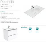 Fienza Rotondo Hampton 750Mm Rot75Tk White Vanity Unit On Kickboard- Special Order Units