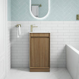 Aulic Ravia 450mm MRV450SHAF-SNT29 Compact Floor Standing Fluted Vanity, One Tap Hole, Harvest Oak