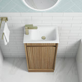 Aulic Ravia 450mm MRV450SHAF-SNT29N Compact Floor Standing Fluted Vanity, No Tap Hole, Harvest Oak