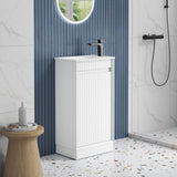 Aulic Ravia 450mm MRV450SMWF-SNT29N Compact Floor Standing Fluted Vanity, No Tap Hole, Matte White