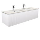 Fienza SA150RWD Sarah Roman Sand Undermount Double Bowl 1500mm Alina Satin White Wall-Hung Vanity - Special Order