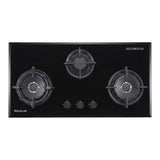 Goldline SAB3GL 86cm Black Glass Narrow 3 Burner Gas Cooktop