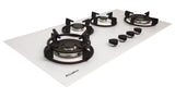 Goldline SAB4GLW 93cm White Glass Narrow 4 Burner Gas Cooktop