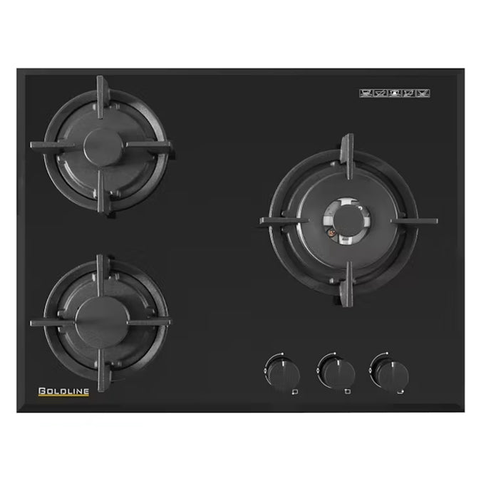 Goldline SAB603S 64cm Black 3 Burner Gas Cooktop
