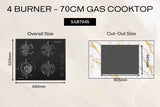 Goldline SAB704S 64cm Black 4 Burner Gas Cooktop