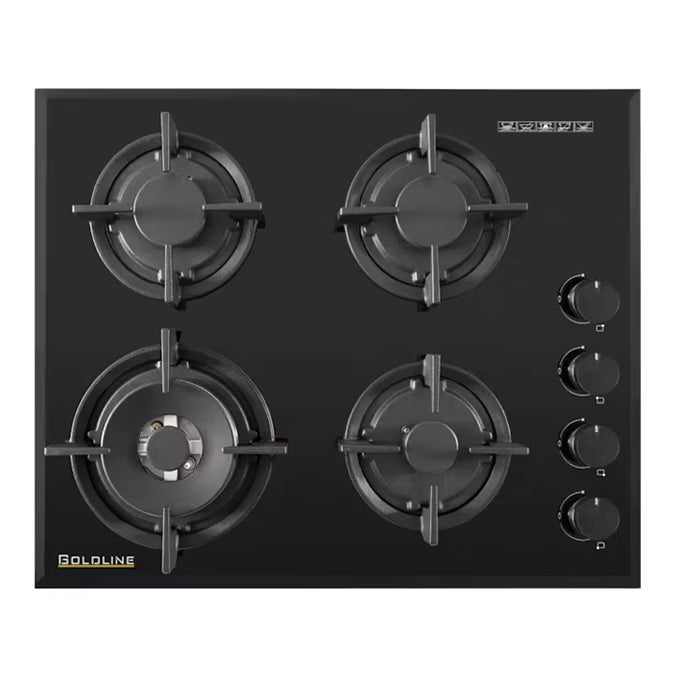 Goldline SAB704S 64cm Black 4 Burner Gas Cooktop