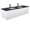 Fienza SB150RWD Sarah Black Sparkle Undermount Double Bowl 1500mm Alina Satin White Wall-Hung Vanity - Special Order