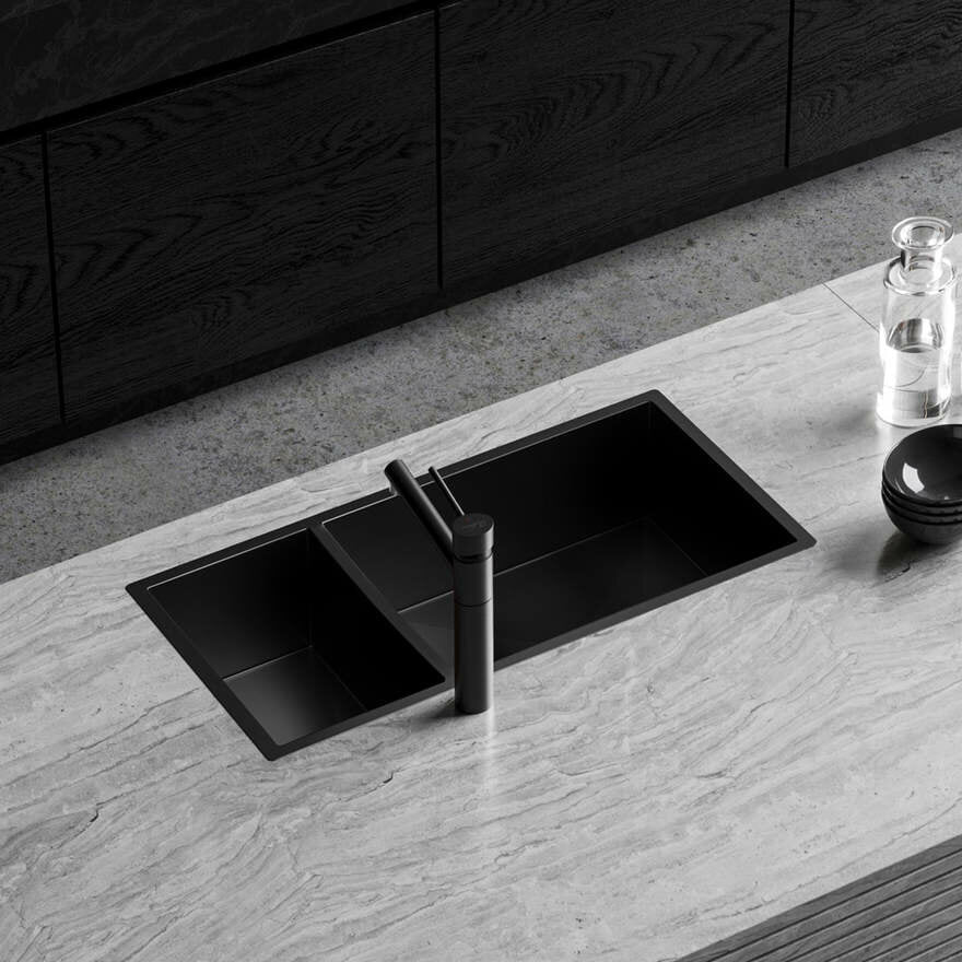 Oliveri Spectra Sb35Bk Top Or Undermount 1 And 1/2 Bowl Black Finish Sink Kitchen Sinks