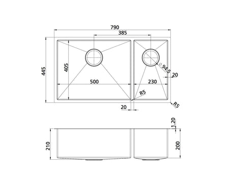 Oliveri Sb35Ss Spectra Top Or Undermount 1 And 1/2 Bowl Stainless Steel Sink Kitchen Sinks