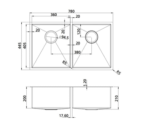 Oliveri Sb63Cu Spectra Top Or Undermount Double Bowl Copper Sink Kitchen Sinks