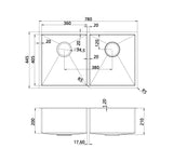 Oliveri Sb63Gm Spectra Top Or Undermount Double Bowl Gun Metal Sink Kitchen Sinks