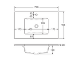 Fienza Crystal Pure Sc75Cr 750Mm Undermount Stone Top Fingerpull Vanity Unit With Kickboard Left