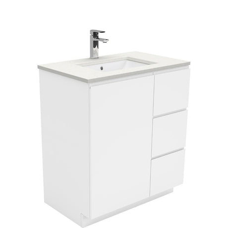 Fienza Crystal Pure Sc75Cr 750Mm Undermount Stone Top Fingerpull Vanity Unit With Kickboard Left