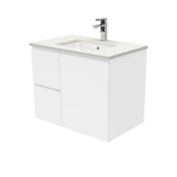 Fienza Crystal Pure Sc75Fl 750Mm Undermount Stone Top Fingerpull Wall Hung Vanity Unit Left Drawers