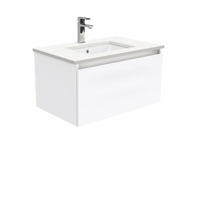 Fienza 750Mm Sc75H Crystal Pure Undermount Stone Top Manu Wall Hung Vanity Unit White - Special