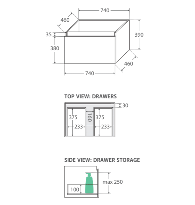 Fienza 750Mm Sc75H Crystal Pure Undermount Stone Top Manu Wall Hung Vanity Unit White - Special