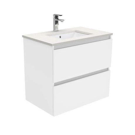 Fienza Sc75Q 750Mm Crystal Pure Undermount Stone Top Quest Wall Hung Vanity Unit White - Special