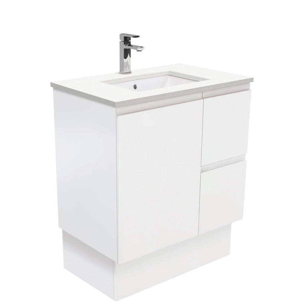 Fienza Sc75Zkr 750Mm Crystal Pure Undermount Stone Top Vanity Unit With Kickboard Fingerpull Right