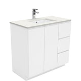 Fienza Sc90Cr 900Mm Crystal Pure Undermount Stone Top Fingerpull Vanity Unit On Kickboard Right