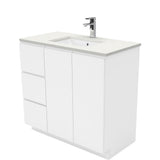 Fienza Sc90Cl 900Mm Crystal Pure Undermount Stone Top Fingerpull Vanity Unit On Kickboard Left