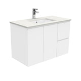 Fienza Sc90Fr 900Mm Crystal Pure Undermount Stone Top Fingerpull Wall Hung Vanity Unit Right Drawers