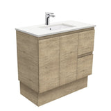 Fienza 900Mm Sc90Skr Crystal Pure Undermount Stone Top Edge Scandi Oak Vanity Unit On Kickboard