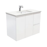 Fienza Sc90Zr 900Mm Crystal Pure Undermount Stone Top Fingerpull Wall Hung Vanity Unit Right Drawers