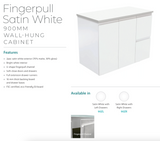 Fienza Sc90Zr 900Mm Crystal Pure Undermount Stone Top Fingerpull Wall Hung Vanity Unit Right Drawers