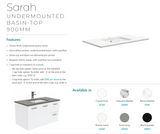 Fienza 900Mm Sc90Zkr Crystal Pure Undermount Stone Top Fingerpull Vanity Unit With Kickboard Satin