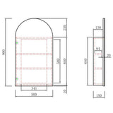 Aulic Canterbury Arch Carita Shaving Cabinet 500 x 900mm SCCAN-500-CR Mirrors & Cabinets