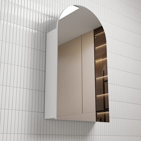 Aulic Canterbury Arch Matte White Shaving Cabinet 500 x 900mm SCCAN-500-MW Matte White Mirrors & Cabinets
