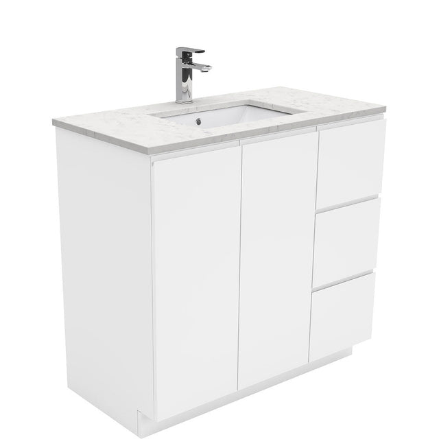 Fienza Sarah 900Mm Si90C Bianco Marble Vanity Unit Fingerpull With Kickboard White - Special Order