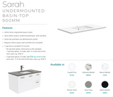 Fienza Sarah 900Mm Si90C Bianco Marble Vanity Unit Fingerpull With Kickboard White - Special Order