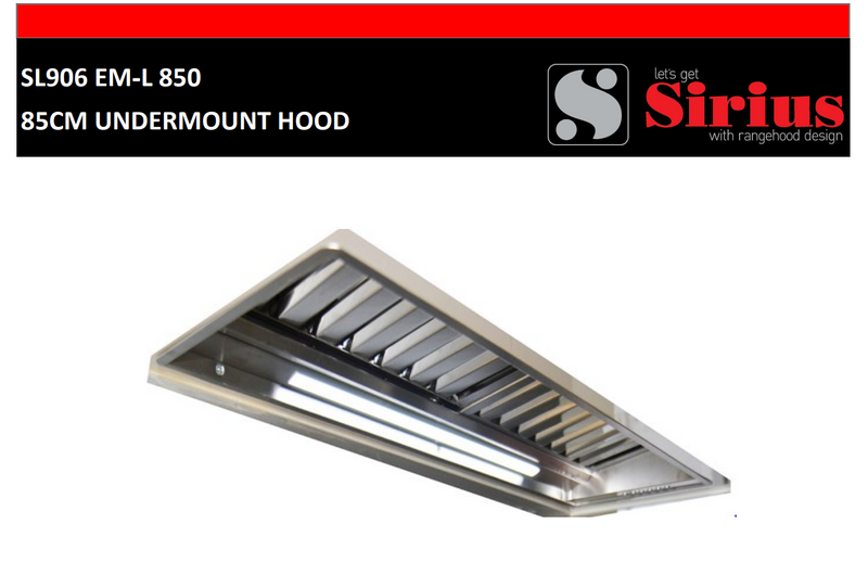 Sirius SL906 85cm Italian Made Under Cupboard Rangehood - Clearance Discount