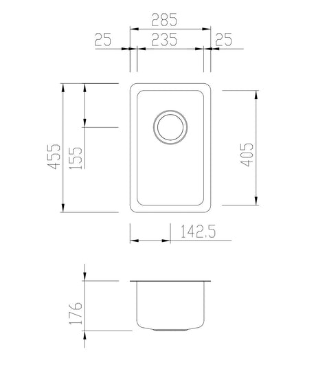 Oliveri Sn1020U Sonetto Single Bowl Undermount Sink Kitchen Sinks