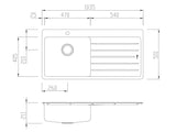 Oliveri Sn1021 Sonetto Single Bowl Right Hand Drainer Topmount Sink Top Mounted Kitchen Sinks